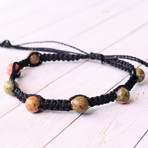 Unakite Macrame Bracelet - Picture 2 of 3